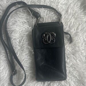 Sharif Black Leather Bag with Silver Accent- vintage